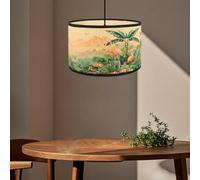 Kinhwa Modern Round Ceiling Lampshade, Easy Fit Pendant & Table Lamp Shade, Tropical Drum Lamp Shade for Living Room,Bedroom,Hallway,Home Decor (Flamingo, 30x30x20cm)