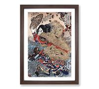 Kinhyoshi Yorin Hero of The Suikoden by Utagawa Kuniyoshi Framed Print | A2 Walnut Framed Wall Art | Ready to Hang | Modern Nature Picture | Living Room Bedroom Lounge Office