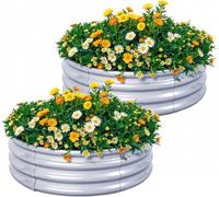 KINI MOX 2Pcs Raised Garden Bed 3x3x1 FT Round Galvanized Metal Raised Garden Boxes Outdoor Planter Box for Vegetables Flowers Herb (3×3×1 FT / 90 * 90 * 29 CM)