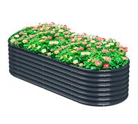 KINI MOX Raised Garden Bed 6x3x2 FT Galvanized Boxes Outdoor Planter Box Garden Planter for Vegetables Flowers Herb (180x90x60 CM, Grey)