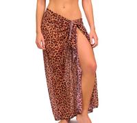 Kiniki Women's Tan Through Beach Sarong - Cheetah