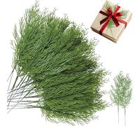 Kinisty 100 Pcs Artificial Plants Pine Needles Branches, Fake Pine Sprigs Green Faux Leaves Picks Christmas Small Plastic Greenery for DIY Garland Wreath Tree Home Garden Decoration