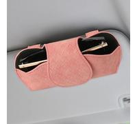 KINIVA Pink Car Visor Sunglasses Holder, Leather Glasses Case with Magnetic Closure, Organizer for Car Interior Accessories