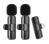 Kinizuxi 2Packs Wireless Microphones for iPhone iPad,Clip on Lapel Lavalier Microphone Wireless for Video Recording,PC/Laptop/Live Streaming/Podcast/Vlog/Youtube/TikTok/Presentation/Vlog