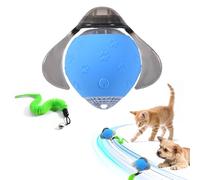 Kinizuxi Interactive Cat Toy Ball with Feather Tail, 2025 Newly Rechargeable Firefly Motion Activated Automatic Rolling Cat Ball Toys, 3 Modes Moving Electric Kitten Balls for Indoor Cats(Blue)