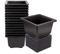 KINJOEK 15 PCS 6.7 Inch Plastic Bonsai Pots with Trays, Tall Deep Square Bonsai Training Pots with Drainage Hole, Tree Flower Succulent Plant Growing Pot Container for Garden, Indoor, Home Decorative
