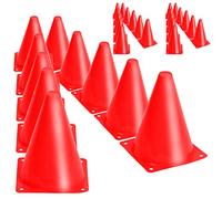 KINJOEK 30 Packs 9 Inch Sports Training Cones, Traffic Cones with Rounded Edges for Safety, Soccer, Football, Basketball Coaching, Agility, Drill Training, Field Marker Cones,Red