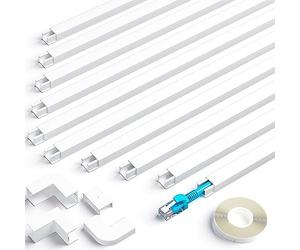 kinkaivy 4M Cable Trunking White, Mini Trunking for Electric Cables, Paintable Wire Hider, Cable Trunking Self Adhesive to Hide a Single Cord in Home or Office, W1.5 cm, H1 cm, 10X L40 cm