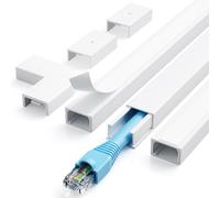 kinkaivy Electrical Cable Trunking 1.2 M, Cable Concealer on Wall, Paintable PVC Cable Cover, White Trunking for Cables to Hide a Single Power Cord in Home or Office, 3X L40 cm, W1.5 cm, H1 cm