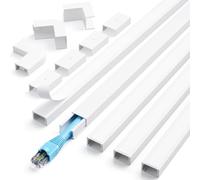 kinkaivy Electrical Cable Trunking 2 M, Cable Concealer on Wall, Paintable PVC Cable Cover, White Trunking for Cables to Hide a Single Power Cord in Home or Office, 5X L40 cm, W1.5 cm, H1 cm
