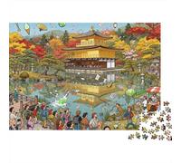 Kinkaku-ji Golden Pavilion Gala Wooden Jigsaw Puzzle Waterproof 1000 Piece Puzzles for Adults Fun Educational Games