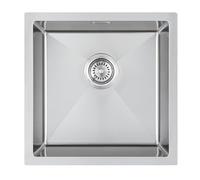 KINKIBOS 304 Stainless Steel Kitchen Sink 40 x 40 cm, Small Square Sink, Single Bowl Kitchen Sink with Overflow, Undermount & flushmount (Without Drain Pipe), 1 Bowl, Brushed