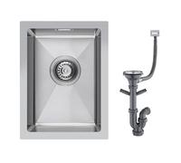 KINKIBOS 304 Stainless Steel Sink 30 x 40 cm, Small Kitchen Sink, Drain Set | Suitable for Inset, Undermount & Flush-mount Installation, 1 Bowl, Brushed