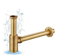 KINKIBOS Design Bottle Trap Universal for Bathroom Sink & Washbasin, Hidden Cleaning Opening, Odor Trap, Adjustable P-Trap 1 1/4 x 32 mm, Antique Brass Drain Pipe
