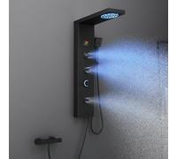 KINKIBOS Tower Shower Panel with LED and Display Without Tap, Matt Black