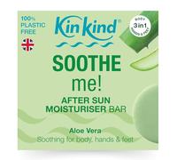 KinKind SOOTHE me! Aloe Vera After Sun lotion bar with Aloe Vera, Shea Butter & Cocoa Butter to soothe and nourish sun kissed skin. No leaking plastic bottles! Vegan & Cruelty Free.