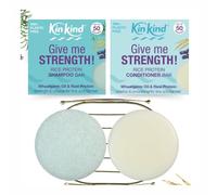 KinKind Give me STRENGTH! Shampoo Bar and Conditioner Bundle Starter set with Soap Dish storage rack. Volume for fine & flat hair. Rosemary Oil & Wheatgerm Oil. Up to 50 washes.