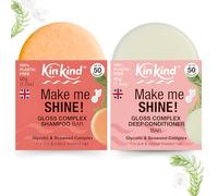 KinKind Glycolic Gloss Shampoo and Conditioner Bar Set. Make me SHINE! Glycolic Acid & Seaweed Shampoo Bar and Conditioner for Scalp Health & Restore Hair Cuticle & Shine. Dull & Coloured Hair UK made