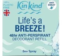 KinKind Life's a BREEZE! 48hr Anti-Perspirant Deodorant Refill for men. 100% Plastic Free Natural Deodorant for men with Anti-Perspirant 48hr Odour Protection. Vegan Mens deodorant Sea Spray fragrance