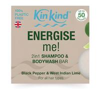 KinKind Mens Shampoo Body Wash & Beard Shampoo Soap Bar. ENERGISE me! 2 in 1 Zesty Lime & Black Pepper for Hair, Beard & Body. Conditioning Coconut Oil Mens Shampoo Bar & Body Wash Soap. UK made