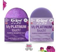 KinKind My PLATINUM touch! Purple Shampoo Bar & Conditioner Bar Bundle for Platinum Shine on Blonde & Silver Hair