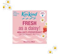 KinKind Natural Deodorant Refill with Anti-Perspirant 48hr Odour Protection. Anti-Sweat. FRESH as a daisy! Meadow Mist floral Fragrance. UK made. No Bicarb of Soda. 100% Plastic Free. Vegan