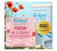 KinKind Refillable 48hr Antiperspirant Natural Deodorant for Women. 100% Plastic Free. 48hr Odour Protection. Natural Antiperspirant Women. FRESH as a daisy! Meadow Mist Starter Case & Refill