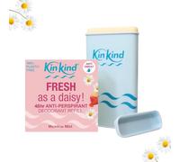 KinKind Refillable Natural Deodorant Stick with Antiperspirant Women Starter Pack. 48hr Odour Protection Deodorant Womens. Anti-Sweat. Plastic Free. FRESH as a daisy! Meadow Mist. Lasts up to 3 months