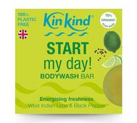 KinKind START my day! Bodywash bar. Bursting with West Indian Lime and Black Pepper fragrance. Organic soap bar. Plastic-free, Paraben-free, Vegan, Cruelty-free. Made in UK