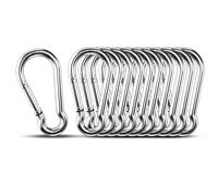 Kinklink 10 Pack 304 Stainless Steel Carabiner Clip, 1.57 inch Heavy Duty Spring Snap Hook, Small Caribeener Clips for Outdoor Camping, Swing Set, Hammock, Hiking Travel, Fishing, Quick Link Keychain