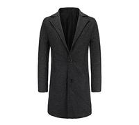 KINKOCCL Long Trench Coat Men Uk Regular Fit Military Winter Trench Coat Slim Fit Full Length Casual Overcoat Winter Casual Double Collar Pea Outerwear