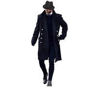 KINKOCCL Mens Wool Coat Trench Coat Regular Fit Military Winter Trench Coat Warm Overcoat Trenchcoat Wool Overcoat Full Length Double Breasted Long Pea Coat