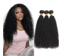 Kinky Curly Bundles Human Hair 100% Unprocessed Brazilian Virgin Double Weft Weave Hair Extensions for Black Women Natural Color 12 14 16 inch