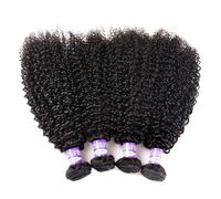 Kinky Curly Bundles Human Hair 4 Bundles for Women Weave Extensions Natural Black Wear and Go(18 Inch)