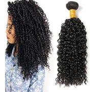Kinky Curly Bundles Human Hair Thick Brazilian Virgin Hair Bundles Short Curly Weave Bundles Human Hair Natural Black Color Can be Dyed Single Bundle 100g 10 Inch