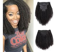 Kinky Curly Clip in Hair Extensions Real Hair 3C 4A Human Hair Clip in Extensions Double Weft Afro Hair Extensions Curly for Black Women Natural Colour 7 Pieces 100g/Set 35.6