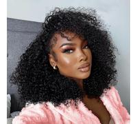 Kinky Curly Half Wig Human Hair 3 In 1 Seamless Flip Over Half Wigs 12 Inch