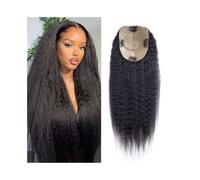 Kinky Straight Hair Toppers for Women with Thinning Hair, 5"*5" Swiss Lace Base Human Hair Toppers Natural Black Brazilian Hair Clip in Hair Pieces(20inches)