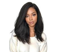 Kinky Straight Half Human Hair 3 In 1 Seamless Flip Over Wigs,Headband Wig Drawstring Curly Glueless Hairs for Black Women Fluffy and Natural(22 inch)