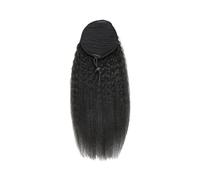 Kinky Straight Ponytail Extension Brazilian Human Hair Wrap Around Drawstring Ponytail for Women(18inches)
