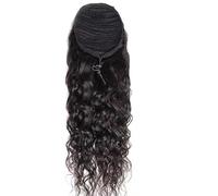 Kinky Straight Ponytails, Human Hair Grade Drawstring Ponytail Extension, Yaki Clip in Pony Tail for Black Women for Daily Use(Water Wave,20inch)