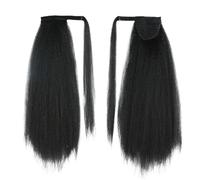 Kinky Straight Wrap Around Long Ponytail Extension,Natural Black,Yaki Synthetic Ponytails Extensions for Women