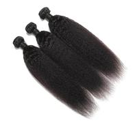 Kinky Yaki Straight Bundles， Human Hair Unprocessed Virgin Full and Thick, Silky Soft, No Shedding, No Smell, No Tangle(18inch x4)