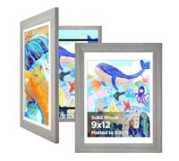 KINLINK 23x30 Kids Art Frmes Set of 2, Kids Artwork Frames Changeable with Acrylic Front Opening Holds 50 Pictures, Art Frames for Kids Artwork with Mat or without Mat, Grey