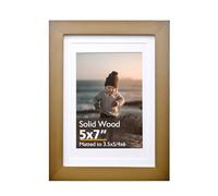 KINLINK 7x5 Picture Frames Brown Wood Frames with Acrylic Plexiglass for 3.5x5/6x4 with Mat or 7x5 without Mat, Tabletop and Wall Mounting Display