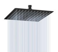 KINLIV 12 inch matte black rain shower head, SUS304 ultra-thin design, high pressure waterfall fills your body, perfect replacement for modern bathroom shower heads
