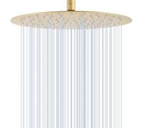 KINLIV 30 cm Round Rain Shower Head Gold, 12 Inch Waterfall Shower Head Water Saving, All Metal 304 Stainless Steel, Ceiling Rain Shower Heads with 120 Anti-Clogging Silicone Nozzles