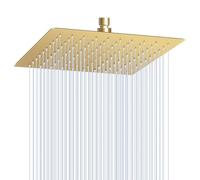 KINLIV Rainfall Shower Head Brushed Gold 10" All Metal and 304 Stainless Steel Ultra Thin Design Modern Bathroom Square Rain Shower Heads Full Body Cover Bathtub and