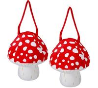 Kinlop 2 Pack Halloween Mushroom Bag Accessories Mushroom Purse Crossbody Crochet Bags for Halloween Cosplay Costumes Lovely Novelty Gifts