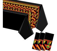Kinlop 3 Pcs Black History Tablecloth 108 x 51 Inch Juneteenth Kwanzaa Table Covers Plastic Waterproof Disposable Table Clothes for Africa American Independence Freedom Party Supplies(Kente)